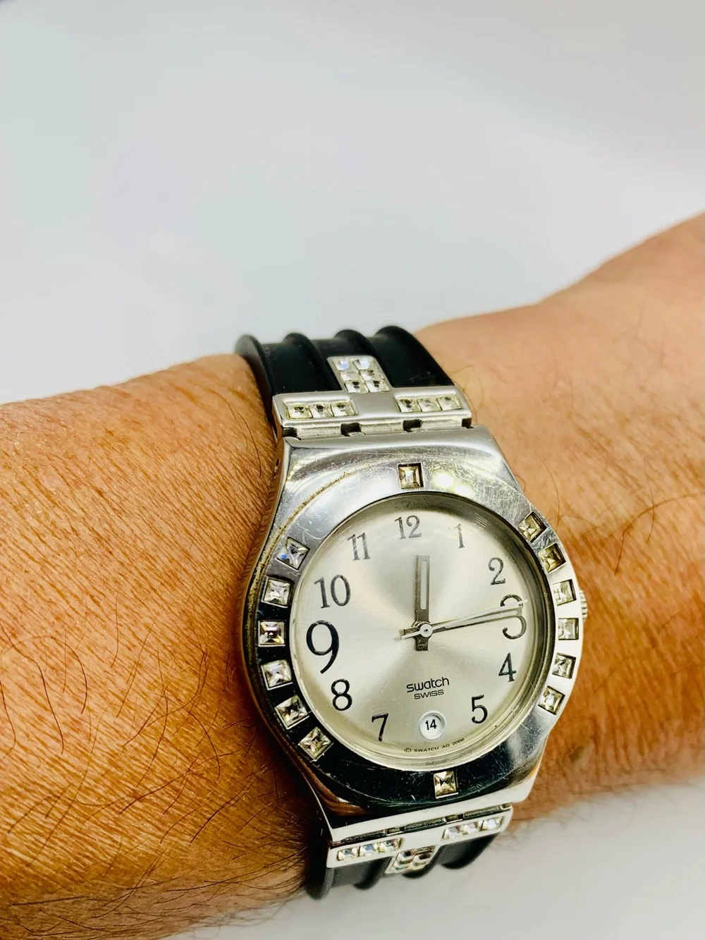 Swatch Silver and Champagne Crystal Accent Watch